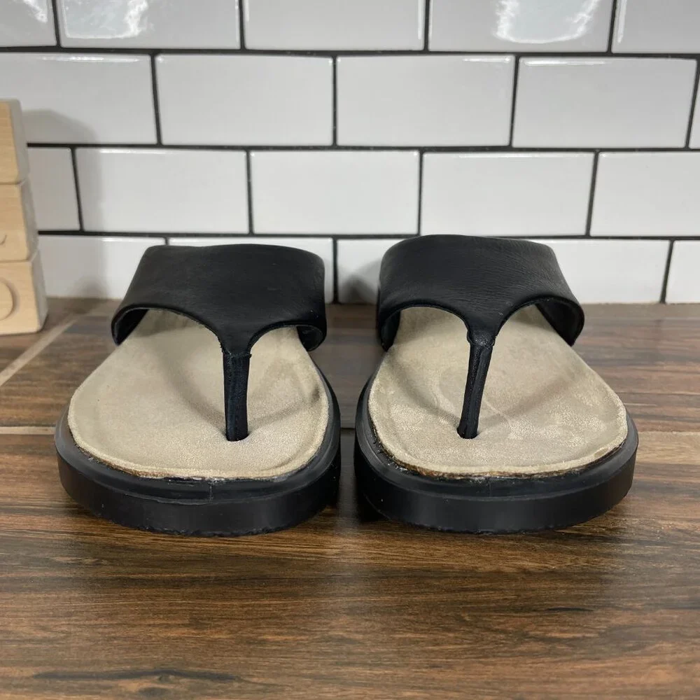 Ecco Corksphere Womens Size EU 39 Shoes Black Leather Platform Thong Sandal_3